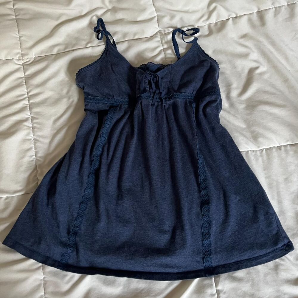 Vintage Y2K Navy Blue Lacey Babydoll Tank from SO Wear It Declare It (Size S)